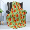 thumbnail image 4 of Peach Soft Flannel Fleece Blanket, Botanical Organic Garden Delicacies Mellow Orange Nectarines with Leaves, Cozy Plush for Indoor and Outdoor Use, 50" x 70", Green Orange Vermilion, by Ambesonne, 4 of 5