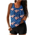 thumbnail image 2 of WREESH Modest Swimsuit Women's Two Piece Tankini Set High-Waisted Bottoms Patriotic Independence Day Print Design Red, 2 of 6