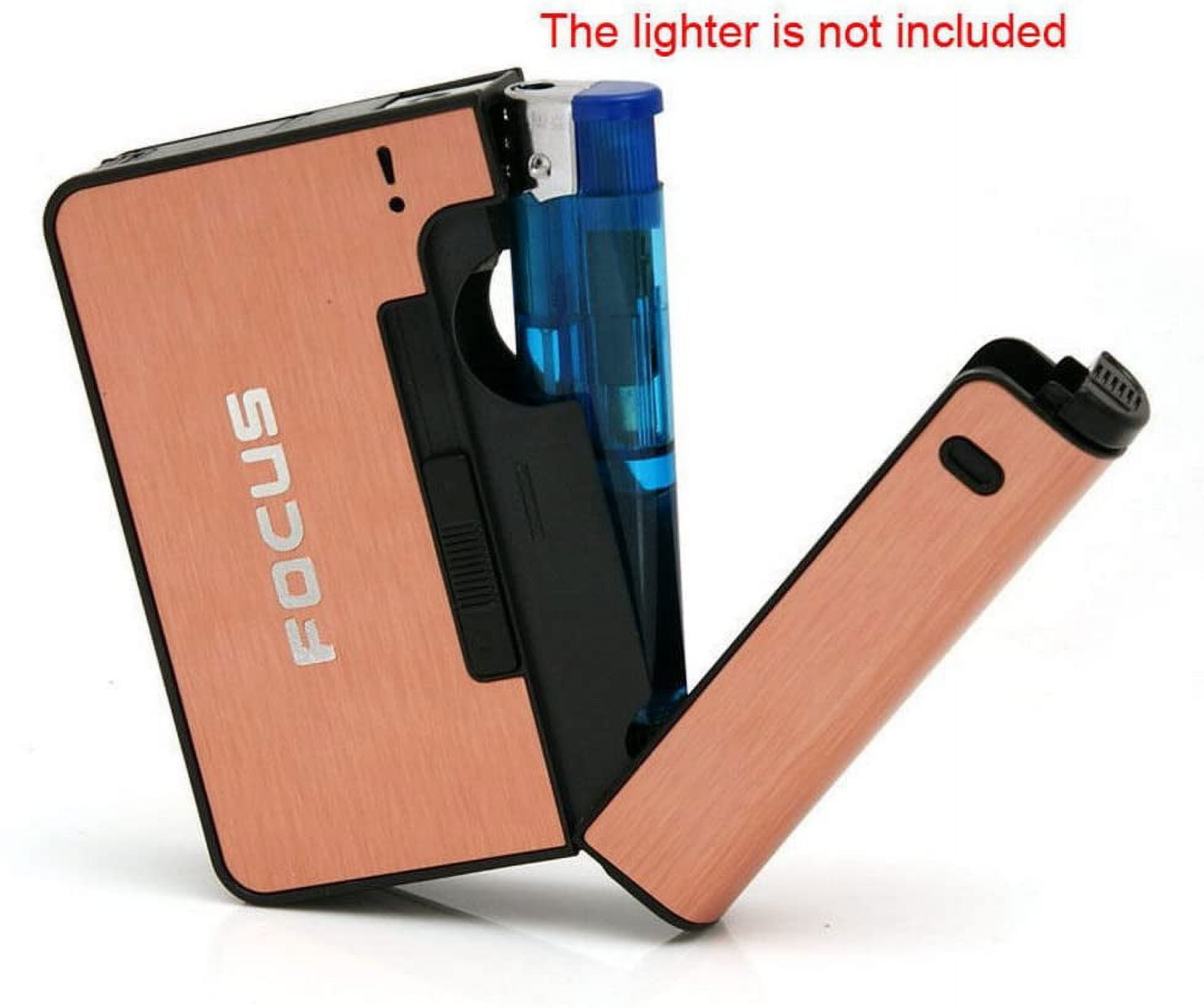 Automatic Ejection Cigarette Dispenser Case Box with Lighter Case Holder,  Aluminium Case, FOCUS - Pink