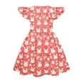 thumbnail image 4 of YOUYEDIAN Easter Midi Dress for Girls Toddler Summer Flutter Sleeve Dresses Casual Buuny Rabbit Print Crew Neck Princess Dress (Red, 4-5 Years), 4 of 4