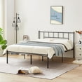 thumbnail image 3 of VECELO 3-Piece Bedroom Set with Queen Metal Platform Bed Frame with Headboard and Two Black Nightstands, 3 of 9
