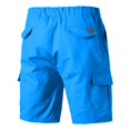 thumbnail image 4 of Mens Casual Cargo Shorts With Pockets Drawstring Waist Knee Length Mens Gym Shorts For Fashion Daily Wear,Blue,XL, 4 of 4