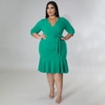 thumbnail image 3 of AURA Women V Neck Lace Ruffle Dress Casual Midi Summer Elegant Loose Fit Dress, 3 of 6