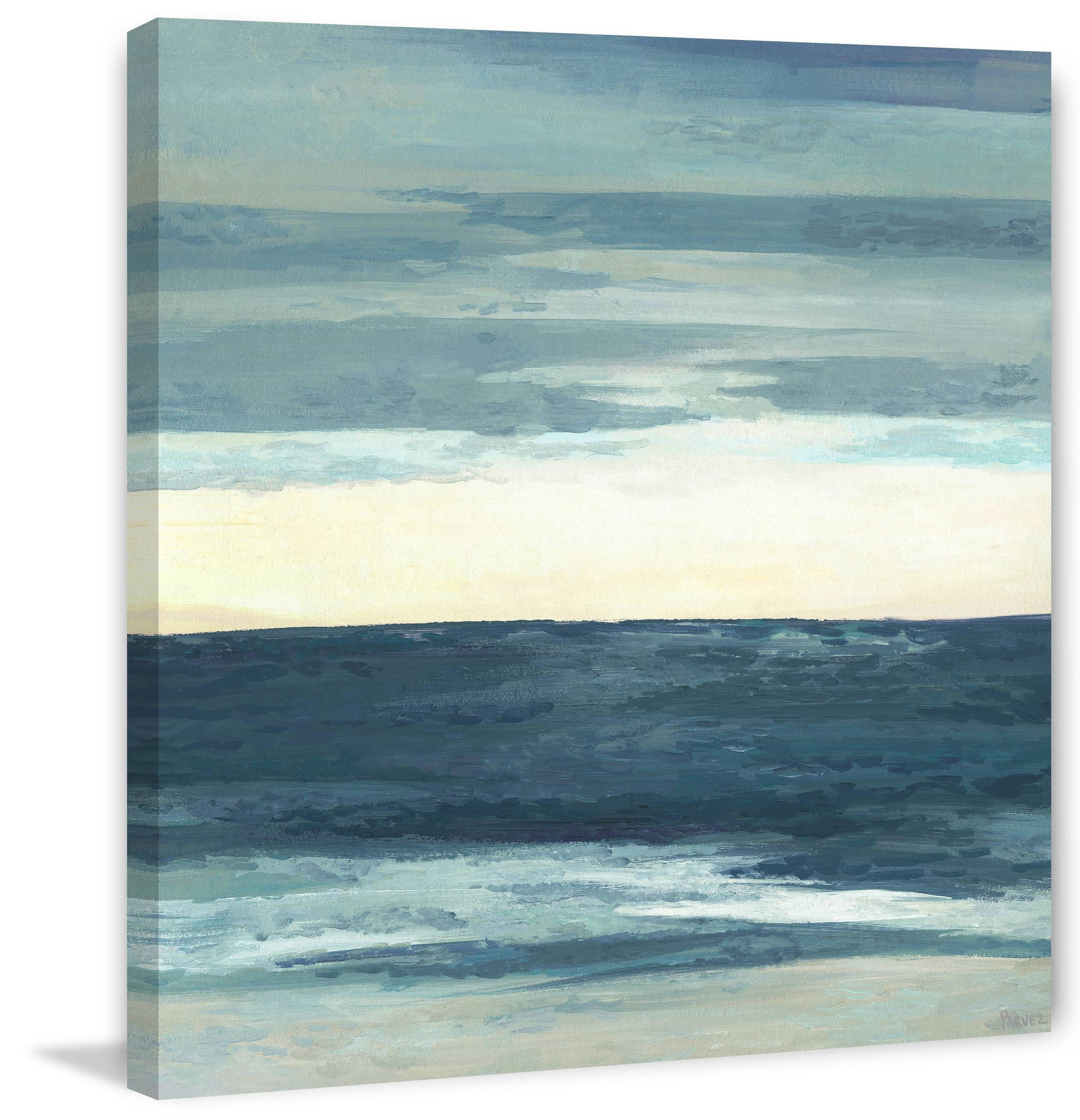 Parvez Taj "Deep Blue Waves" Painting Print on Wrapped Canvas