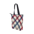 thumbnail image 3 of Zipper canvas bag large capacity large size practical handbag durable Canvas with leather material Red-blue Diagonal Lines, 3 of 7