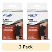 (2 pack) Equate Unisex Copper Infused Knee Support Sleeve, l-xl, Compression Brace for Joint Support