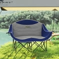 thumbnail image 6 of Outsunny Double Camping Chair for Adults, Padded Folding Camp Chair with Armrests, Cup Holders, Blue, 6 of 9
