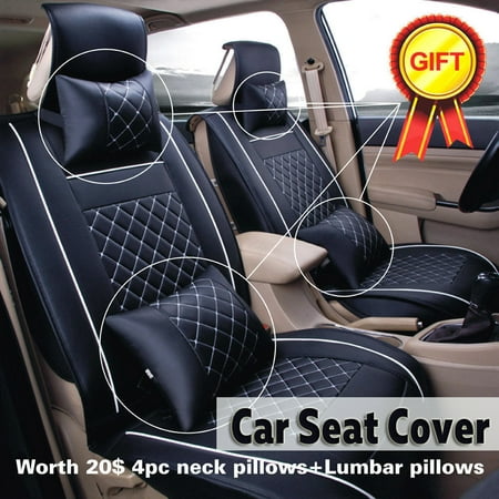 11 in 1 5-Seats Luxury Sedan SUV PU Leather Car Car Cover Seat Front+Rear Seat Cushion Covers Protector With 2 x Neck Cushion Pillows + 2 x Back Pillows