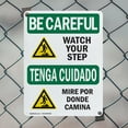 thumbnail image 5 of (2 Pack) Watch Your Step With Symbol Bilingual OSHA Be Careful Sign 7 Inch X 10 Inch Plastic Sign, Weather Resistant, UV Protected for Workplace, Business, and Construction Site, Made, 5 of 8