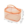 thumbnail image 2 of Bolsas de maquillaje de malla de gran capacidad con cordón para vacaciones y viajes de negocios en color naranja, 2 of 5