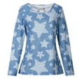 thumbnail image 4 of ICHUANYI Liquidación Moda Mujer Cuello Redondo Manga Larga Estampado Casual Hueco Camisa Blusa ICHUANYI WER202308233614, 4 of 8