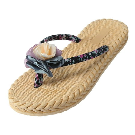

Womens Sandals Women Floral Thong Slippers Flat Floral Strap Thong Slippers Fashion Beach Flat Floral Slippers Women S Sandals Pvc Purple 40
