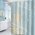 thumbnail image 2 of Blue Shower Curtain Elegant Chic Gold Tropical Botanical Foliages Bathroom Shower Curtain Fabric Bathtub Curtain, 2 of 5
