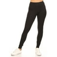 thumbnail image 2 of Moa Collection Women's Casual Stretch Pull on High Waist Solid Basic Leggings Pants S-3XL Pack of 3 Black-Burgundy-Heather Charcoal 1XL, 2 of 5