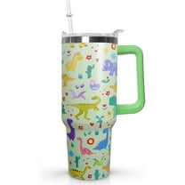 Stainless Steel Dinosaur Tumbler - 40 oz, Coffee Travel Mug with Lid and Straw, Perfect Dinosaur Gifts for Women