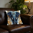 thumbnail image 4 of Specollect 2 Pcs Vintage Elephant Print Pillow Cover, Soft Short Pile Cushion Cover for Sofa and Living Room Decor, Blue Decorative Throw Pillowcase, 4 of 8
