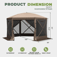 thumbnail image 4 of BaPiPro 12'x12' Pop-up Gazebo Outdoor Camping Tent with 6 Sides Privacy Netting, Waterproof, UV Resistant, Portable Screen House Room - Includes Stakes & Ropes, Easy Setup, 4 of 10