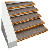 Set of 12 Skid-Resistant Carpet Stair Treads - Pebble Gray - 9 Inches X 36 Inches