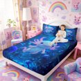 thumbnail image 4 of Meiyoeat Ocean Salamander Bed Sheets 4-Piece, Cute Underwater World Full Size Sheets, Blue Pink, 1 Fitted Sheet, 1 Flat Sheet, 2 Pillowcases, 4 of 6