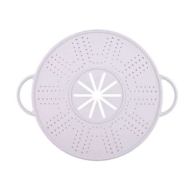Hioecau Anti-spill Lid Silicone High Temperature Resistant Reusable Kitchen Cover with Anti-scald Handrails Steam Hole Design Foldable Steamer Rack