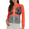 thumbnail image 1 of Veste pour Femmes Mode Femmes Printemps Automne Imprimé Fermeture Éclair Manches Longues Coupe Ajustée Veste, 1 of 6