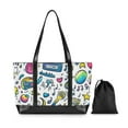 thumbnail image 7 of FORMRS Canvas Laptop Tote Bag for Women with 15.6" Computer Compartments Shoulder Handbag, Blue Doodle Pattern, 7 of 7