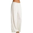 thumbnail image 3 of Women's Spring Summer Embroidered Wide Leg Pants Cotton Linen High Waist, 3 of 6