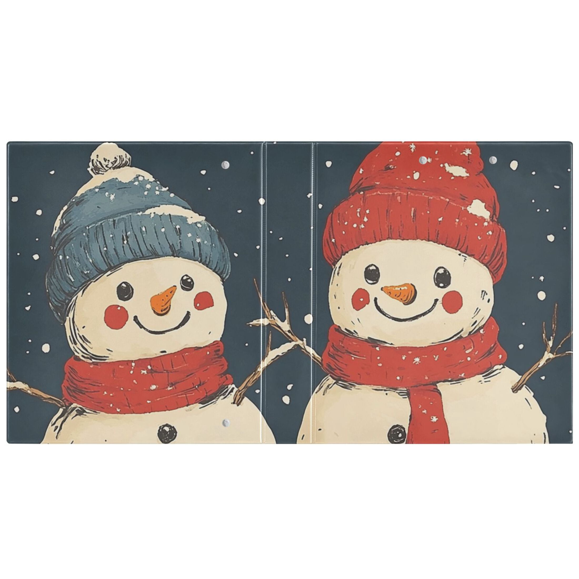 Winter Snowmans 3 Ring Binders 1.5 inch Hardcover File Folders with Interior Pockets A4 Size Organizer for School Office Hospital