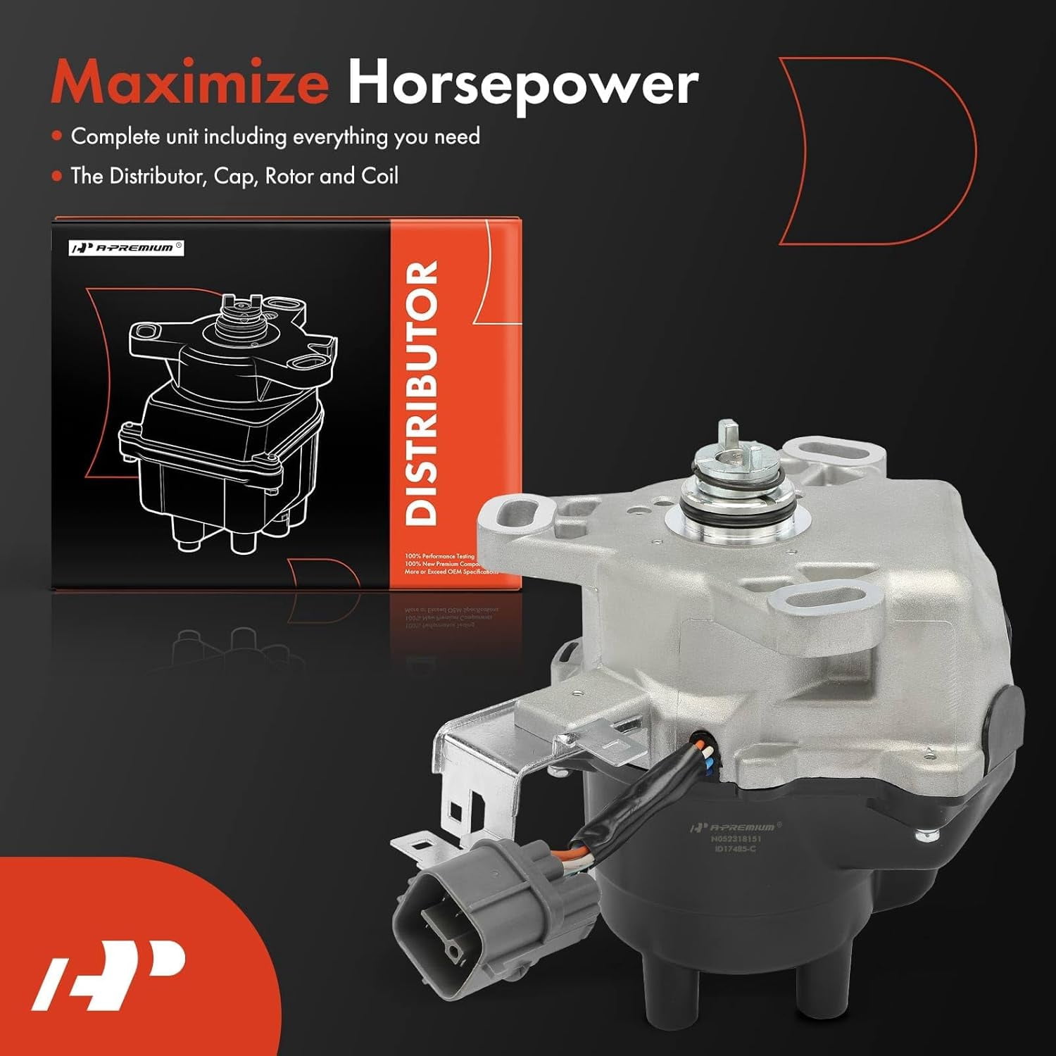 A-Premium Ignition Distributor with Cap and Rotor Compatible with Honda Civic 1996 1997 1998 1999 2000 1.6L