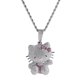 thumbnail image 3 of KML-HH1340 Venta caliente de latón de dibujos animados Hello Kitty colgante collar Hip Hop Rosa Zircon gato Kitty collar hombres mujeres, 3 of 3