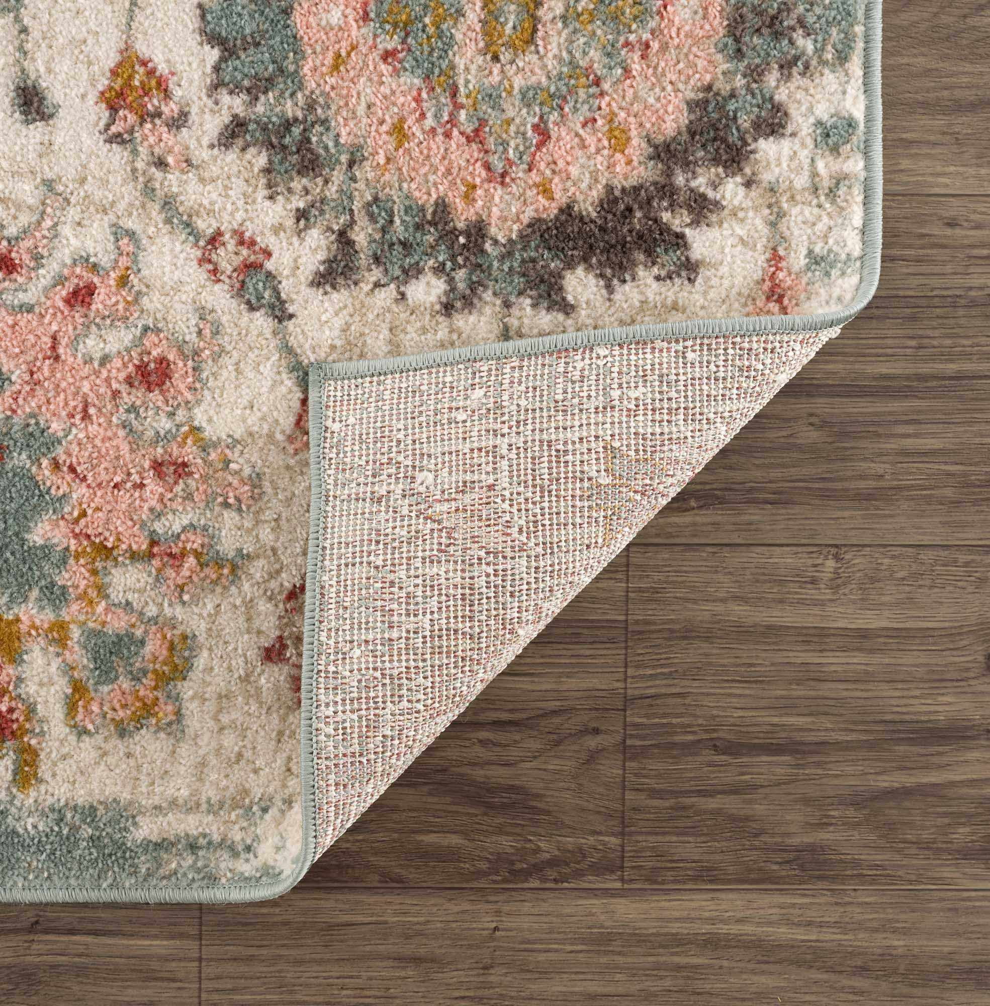 Hauteloom Twilight Living Room Bedroom Bohemian Dining Room Area Rug - Floral Farmhouse Carpet - Boho, Modern Vintage - Colorful, Pink, Orange, Red, Cream, Salmon - 5'3" x 7'3"