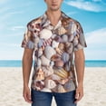 thumbnail image 2 of Pofeuu Sea Shells Print Hawaiian Shirt for Men Sleeves Casual Button Down Summer Beach Dress Shirts T-Shirts,Medium, 2 of 7