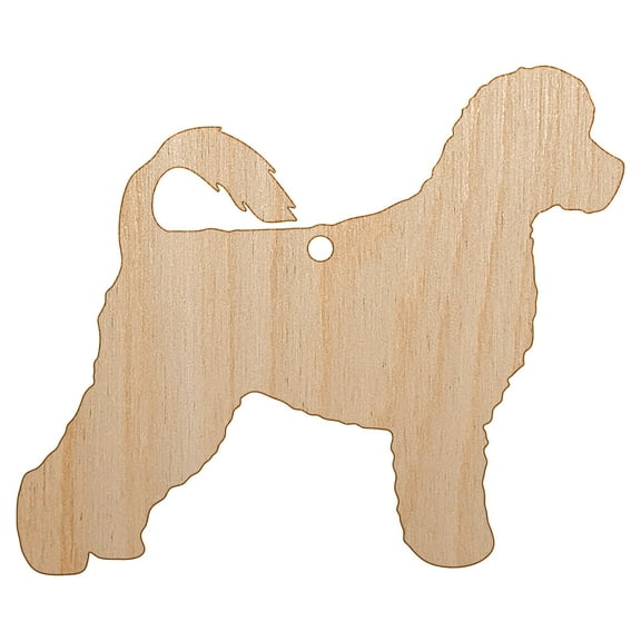 Portuguese Water Dog Solid Wood Holiday Christmas Tree Ornament Unfinished DIY Pre-Drilled Craft