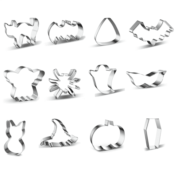 12Pcs Halloween Cookie Cutters Stainless Steel Biscuit Cutter Shape Set Cookie Cutter Mold Halloween Cookie Cutter Stamp