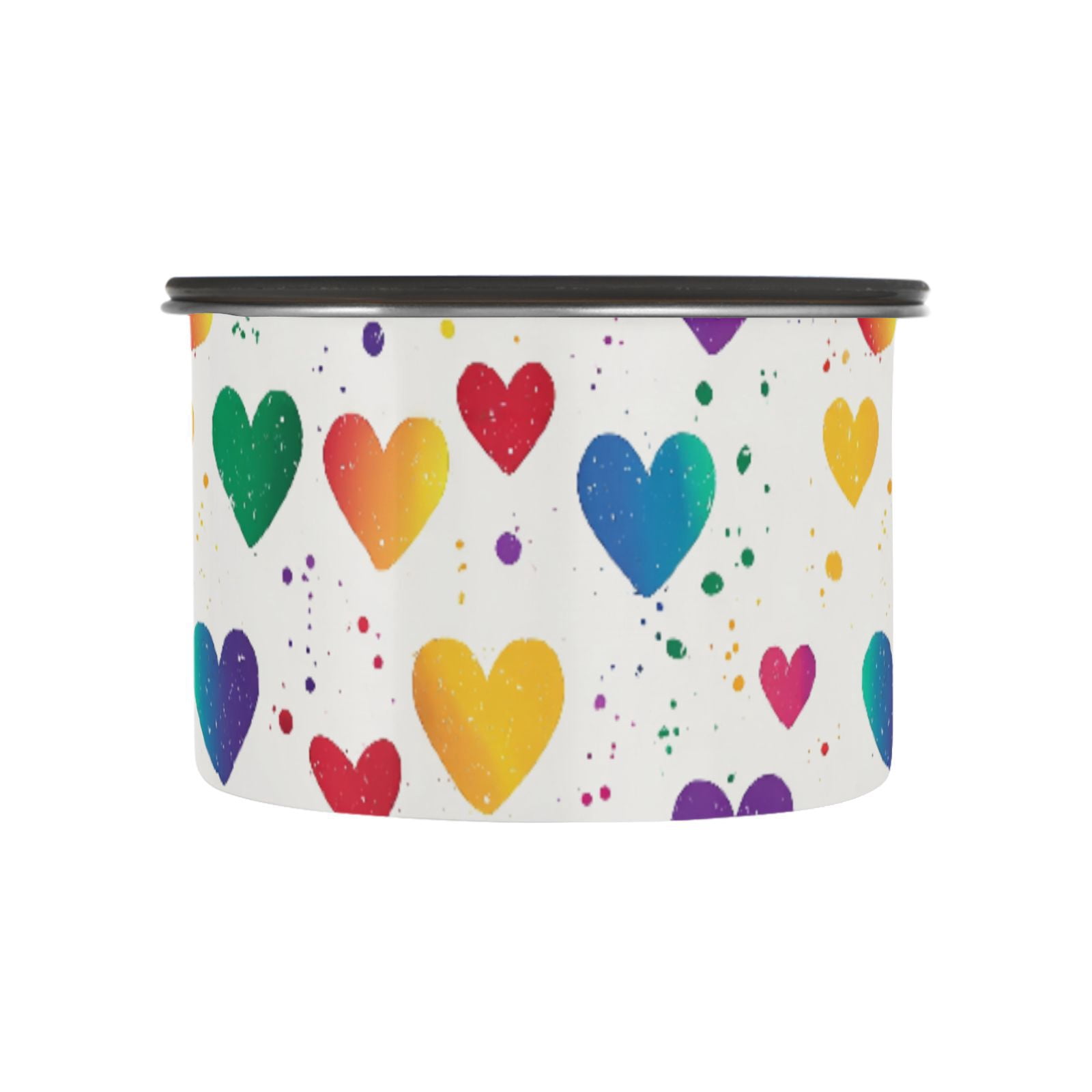 Rainbow Hearts Colorful Airtight Coffee Bean Canister 30oz Food Storage Containers with Lids For Gournd, Tea, Sugar, Flour, Rice, Cereal, Candy Cookie Jar
