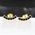 thumbnail image 4 of 10pairs Black Cubic Zirconia Curved Bar Stud Earrings Brass Jewelry for Women Cadmium Free & Nickel Free & Lead Free Real 18K golden Plated 4x13.5mm Pin: 0.7mm, 4 of 5