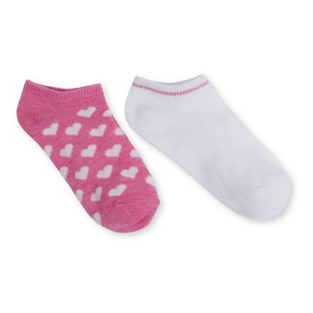 Girls' Pink Hearts No Show Socks, 2 Pairs - Walmart.com