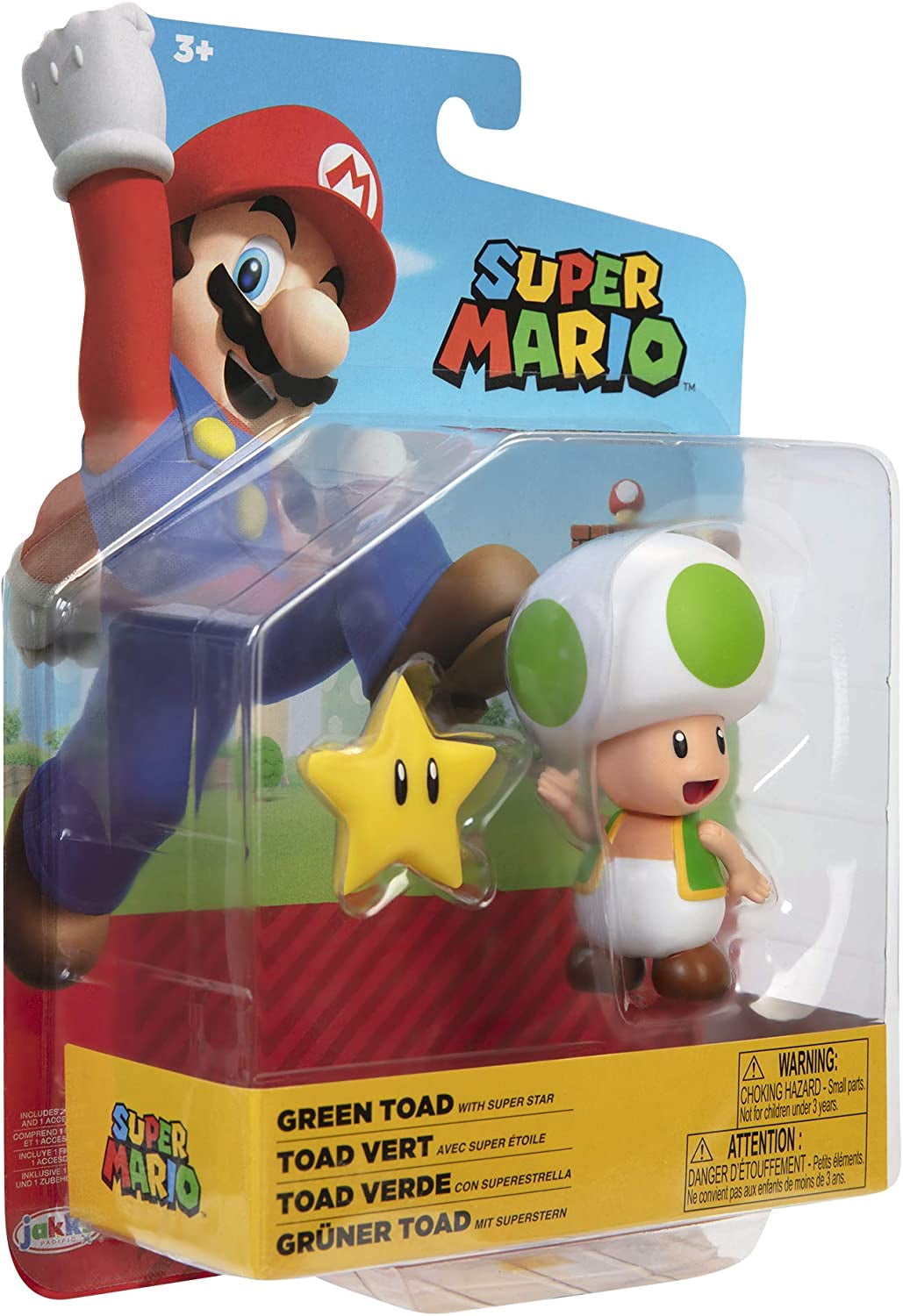 SUPER MARIO Action Figure 4 Inch Green Toad Collectible Toy with Star Accessory