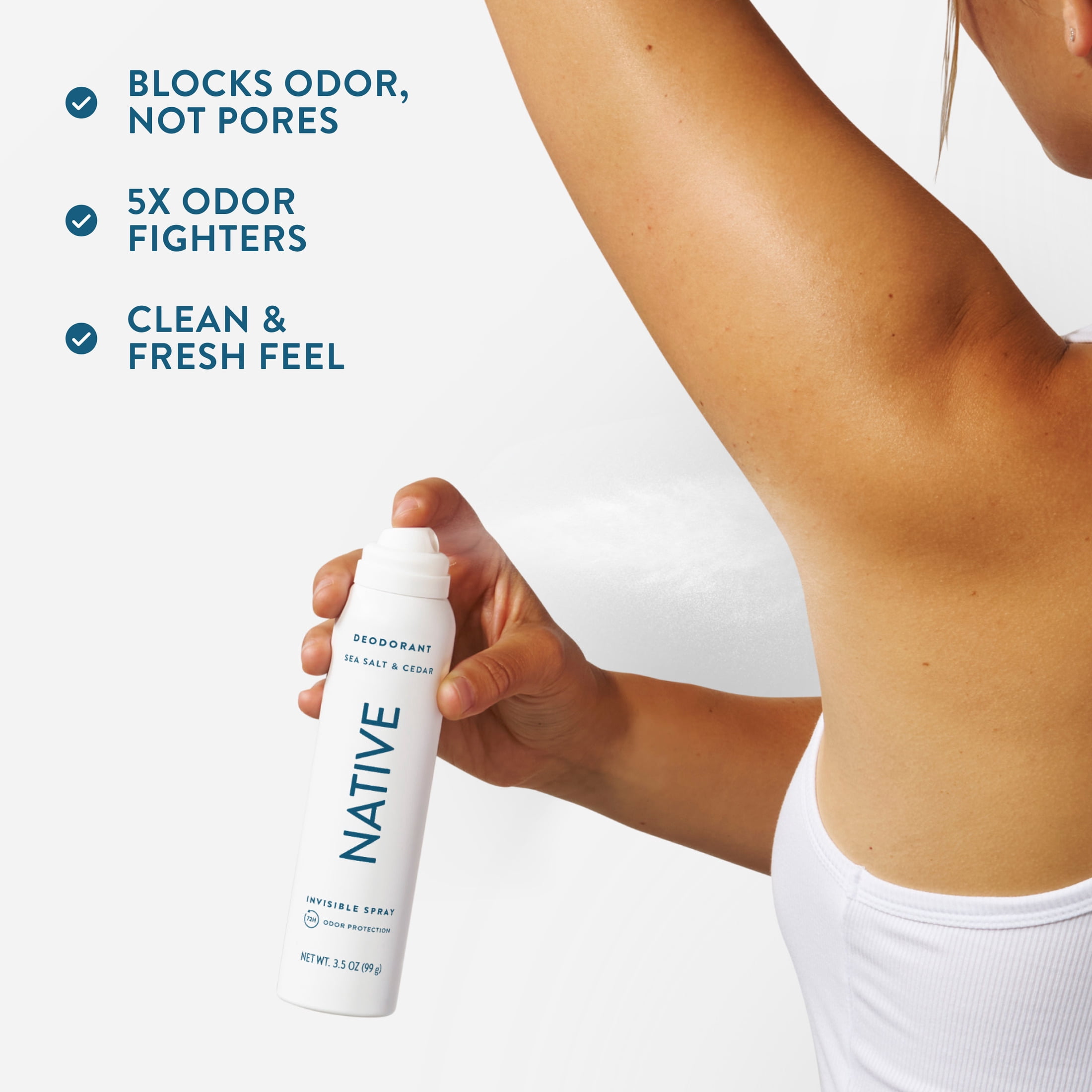 (3 pack) Native Aluminum Free Deodorant Spray For Men, 72 Hour Deodorant Spray, Sea Salt & Cedar, 3.5oz