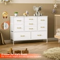 thumbnail image 6 of ZYPPP Bedroom Dresser, White Dresser with Fabric Drawer, Drawer Cabinet PU Finish, Metal Handle, Closet Kids Room, White-13.8"D x 43.3"W x 31.9"H (9 Drawers), 6 of 10