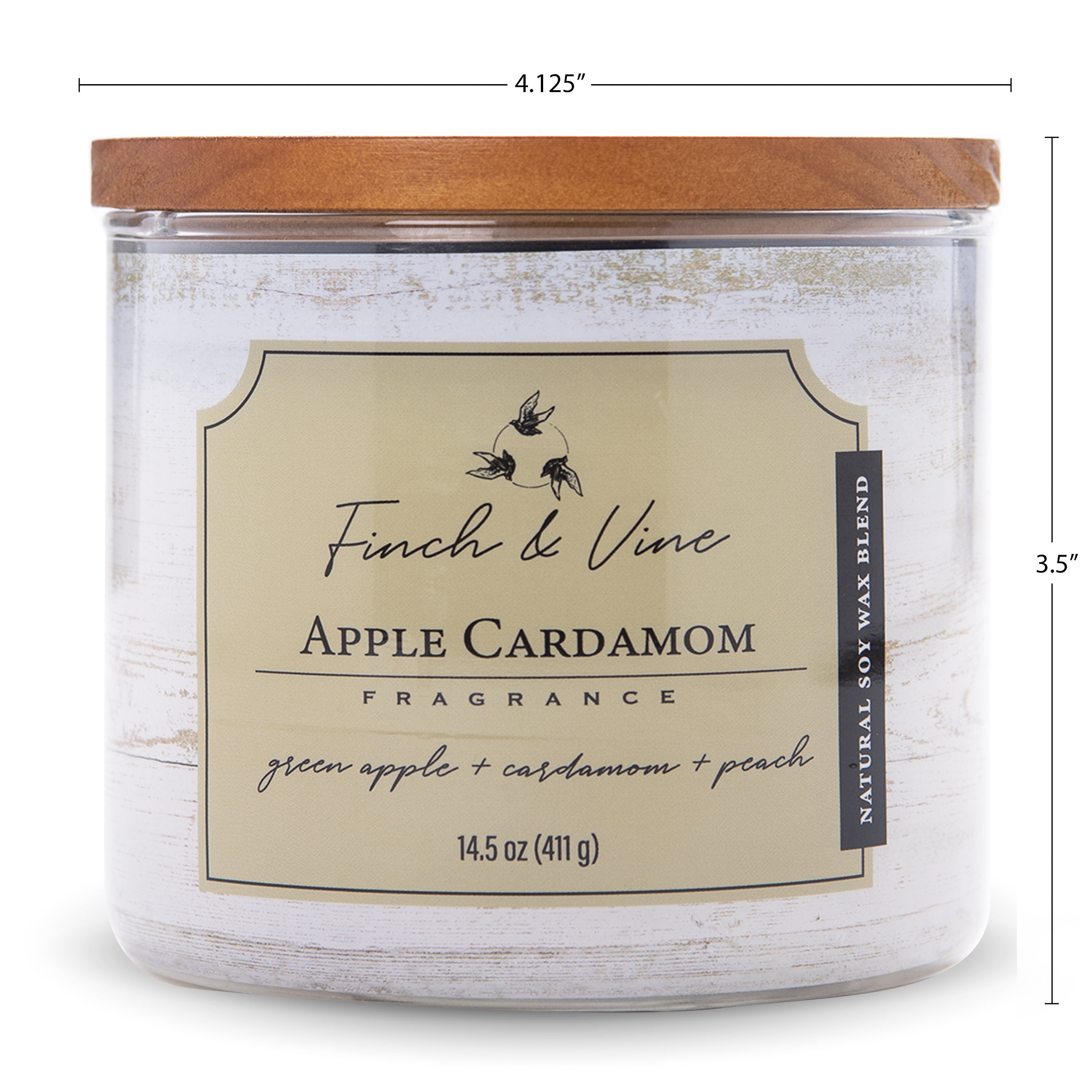 Carolina Candle Apple Cardamom 14.5Oz, 3 Wick Candle, White