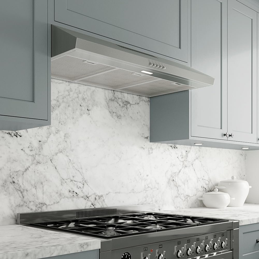 Streamline 36 in. Lucca Convertible Undermount 80 CFM Range Hood in Brushed Stainless Steel with Mesh Filters, Push Button Control, LED Light