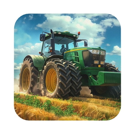 

Zeuib Green Tractor Field Print Set of 6 Coasters for Drinks Glass & Cups Stain Protection Table Coaster Set Decorative Coffee Cup Coasters Housewarming Gift for Home Decor Square