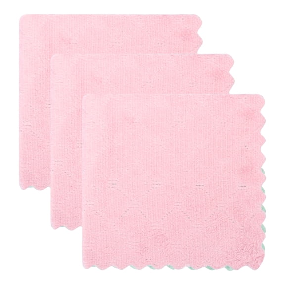 Unique Bargains 3pcs Kitchen Absorbent Microfiber Cleaning Towels Pink Blue 12" x 12"
