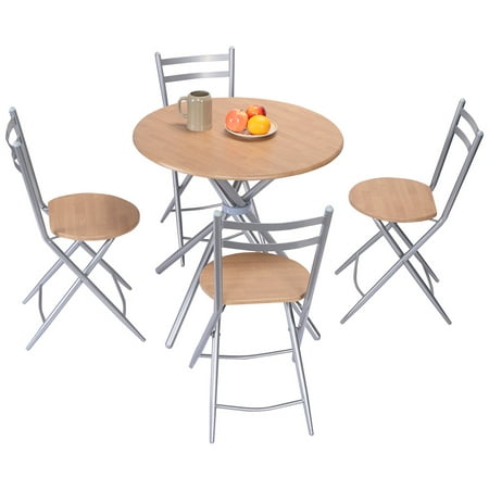 kitchen round table set walmart 5 Folding Table Round Set Furniture Chairs PCS Costway