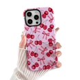 thumbnail image 1 of Branple Compatible Con Iphone 16 Pro Caso Lindo Patrón De Lazo De Cereza Rosa Con Tpu Suave Delgado A Prueba De Golpes Y Cubierta Protectora De Pc Dura Para Mujer Diseñado Para Iphone 16 Pro (Esmerila, 1 of 5