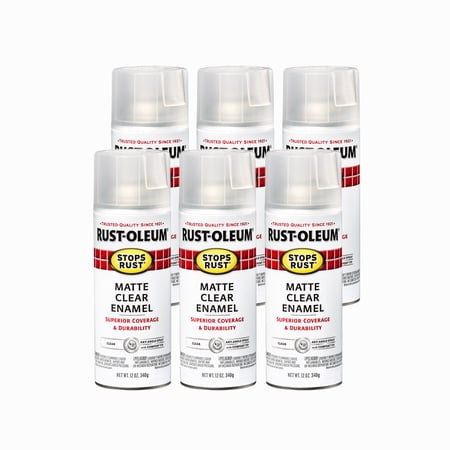 Clear, Rust-Oleum Stops Rust Matte Protective Enamel Spray Paint, 12 oz, 6 Pack