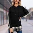 thumbnail image 4 of Mrat Long Zip up Hoodie Women Women's Trendy Plaid Patchwork Hoodie Pullover Tops Women Sweatshirt Zip up S-7 Black S, 4 of 8