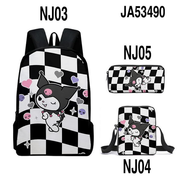 Kuromi Anime Mochila De Hombro Bolso De Lápices Conjunto Sanrio Mochilas escolares