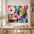 thumbnail image 5 of White and Pink Flowers in Textured Abstract Blocks, Energetic Psychedelic for Modern Art Lovers, Mixed Media Wall Art, Birthday Gift, Tapestry Wall Hanging for Living Room and Dorm, 5 of 7
